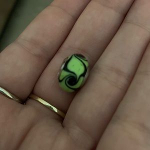 Lime green/black murano charm